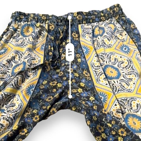 Johnny Was Silk Blend Gray Yellow Blue‎ Floral Paisley Drawstring Pants Sz S - Picture 9 of 10